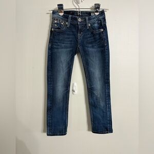 Girls Size 7 Miss Me Dark Blue Skinny Jeans